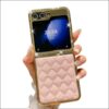 CASE_FUNDA_GALAXY_Z_FLIP_ROSA_ACOLCHADO_CUERO_PIEDRAS_BRILLANTE_YURVAL