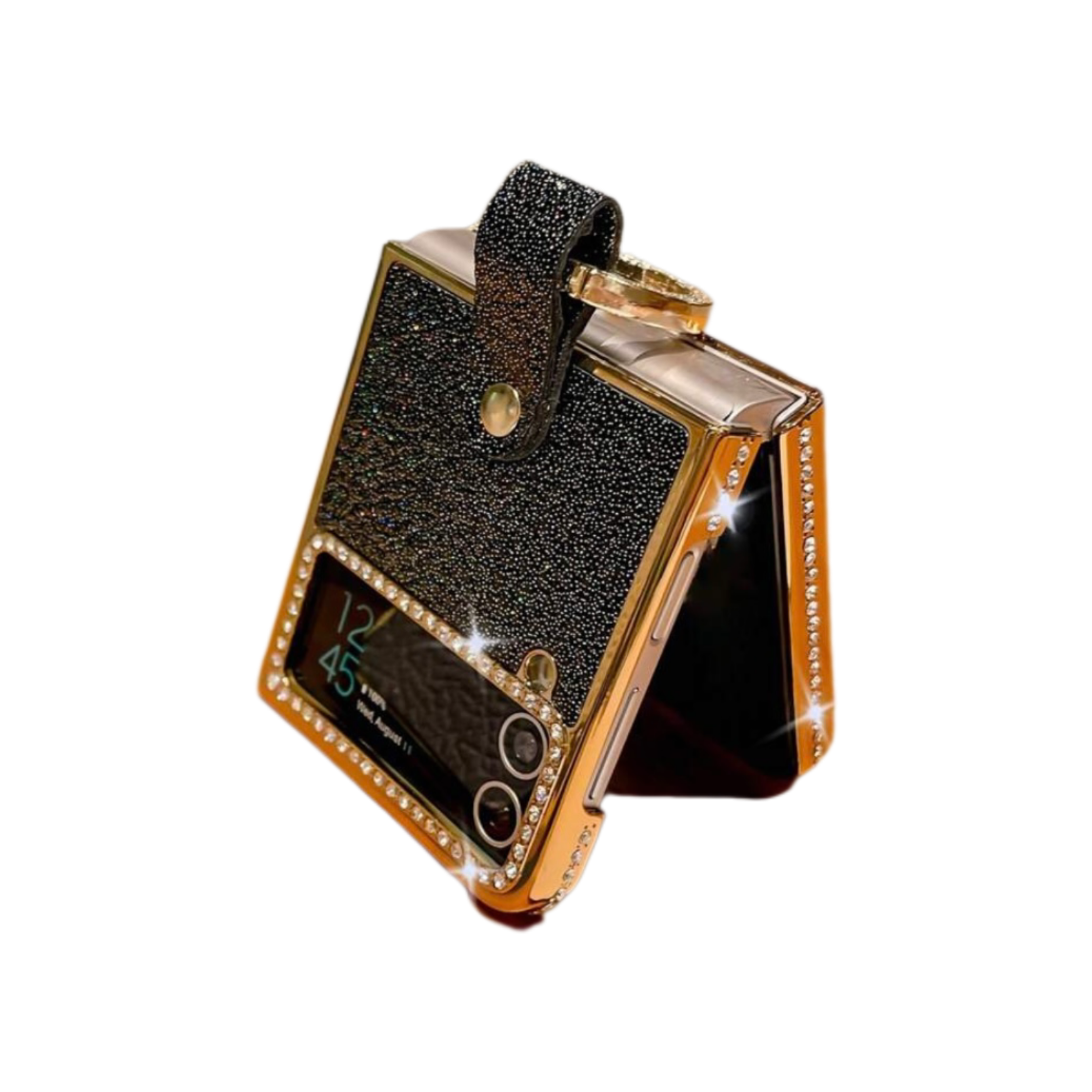 CASE FLIP NEGRO PEDRERIA BRILLANTE - Yúrval Perú CASE FLIP NEGRO PEDRERIA BRILLANTE - Yúrval Perú